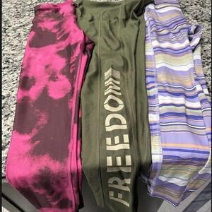 Under Armour Kids' Pink, Green, and Multicolor Leggings Trio